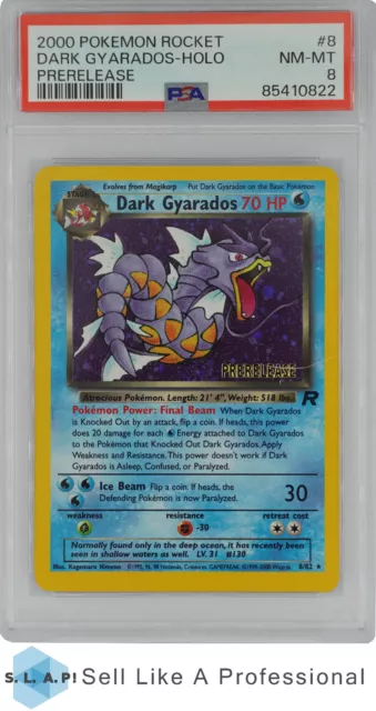 2000 Pokemon Rocket 8 Dark Gyarados-Holo Prerelease Psa 8