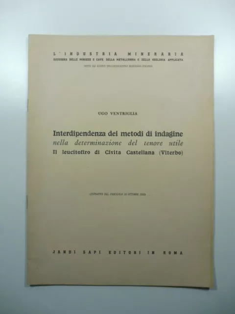 Indagine nella determinazione del tenore utile. Il leucitofiro Civita Castellana