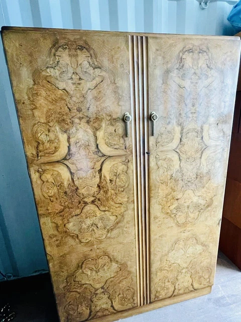 Art Deco Burr Walnut Double Wardrobe C1930 By Luxury Furniture Makers Woolf