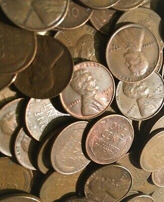50lbs of unsearched wheat penny/Lincoln cent.1909-1958! One 50 cent roll/bag ech