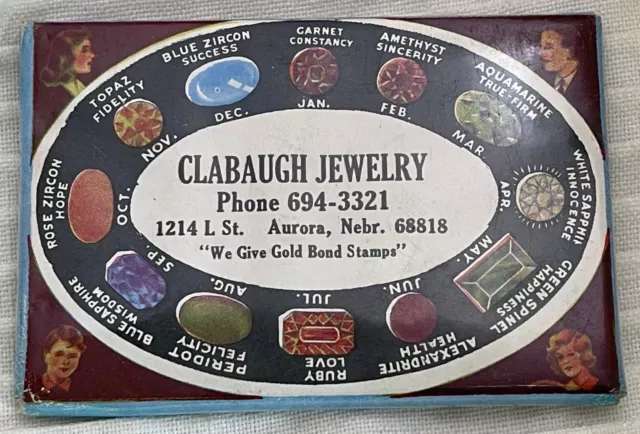 Aurora Nebraska NE Clabaugh Jewelry Advertising Mirror Birthday Stones