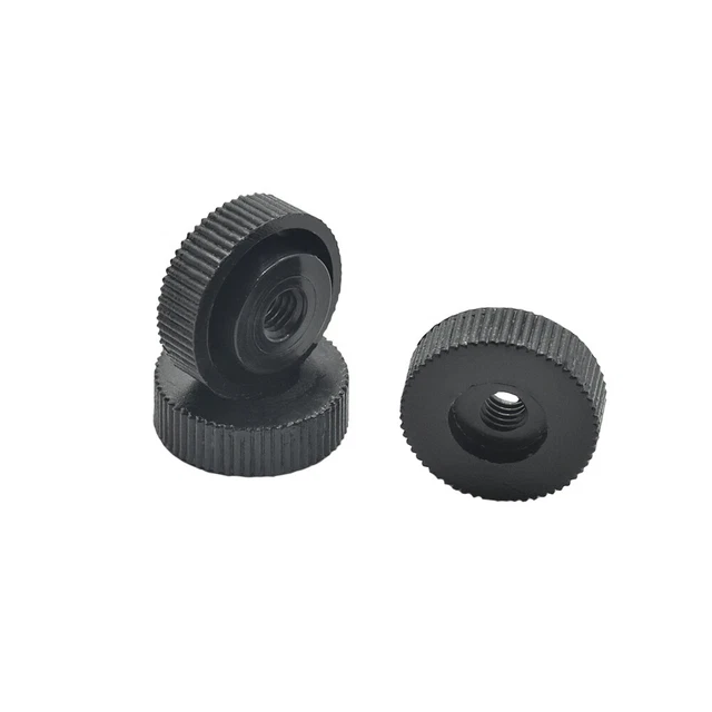 10 pz. M4 dado zigrinato nero plastica PA 6.6 dado distanziatore d.15 mm H.6 mm Di