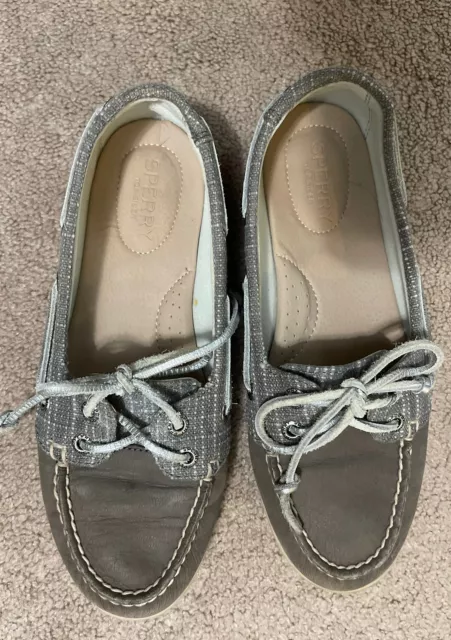 Sperry Top-Sider Women's Sparkle Grey Boat Shoe 7M GUC