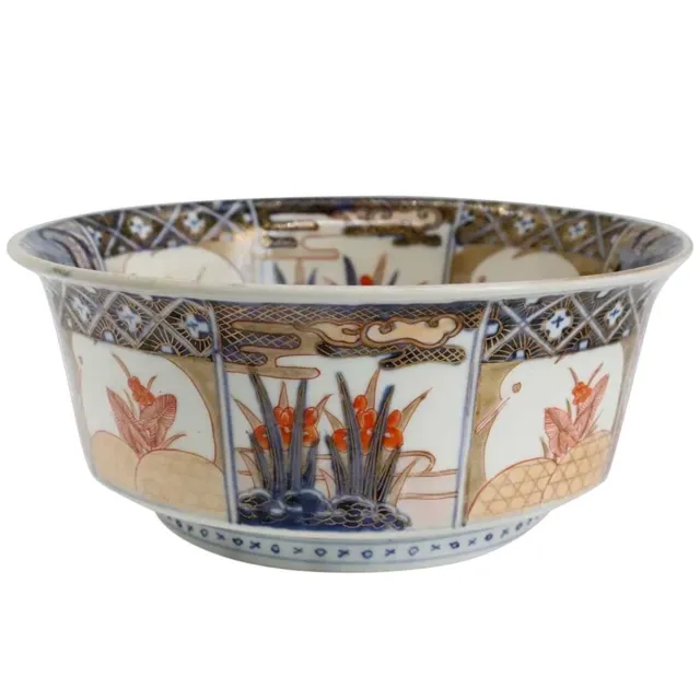 Antique Japanese Late Edo Porcelain Imari Center Bowl c. 1850