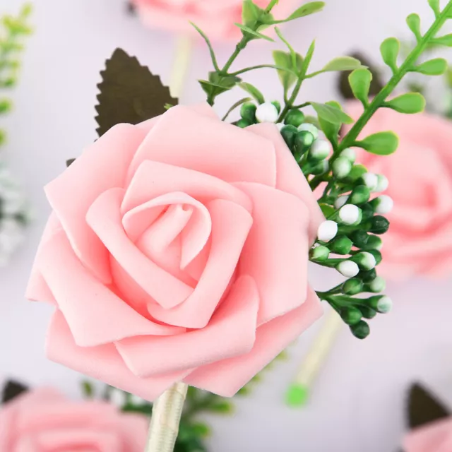 Women Men Wedding Decor Realistic Artificial Flower Rose Boutonniere