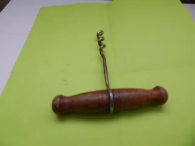 Antique 4" Turned Wooden Handle Cork Screw