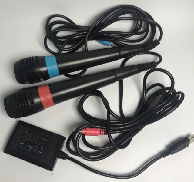 Offizielle Singstar Mikrofone PS2 Sony Playstation 2 & USB Konverter Adapter