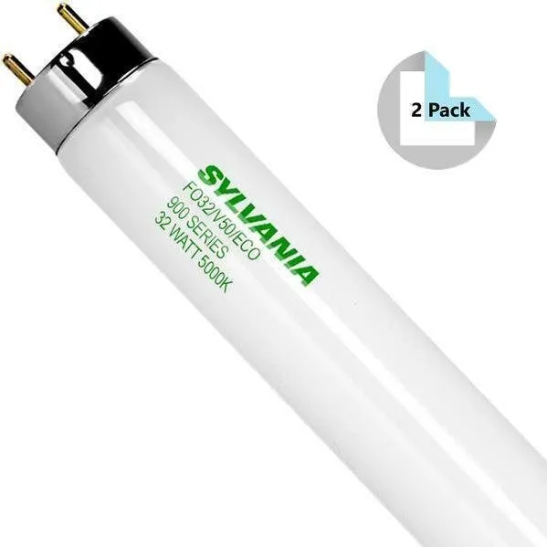 Sylvania 22439 (2 Pack) FO32/V50/ECO T8 Linear Fluorescent Lamps - 5000K, 32W, 4