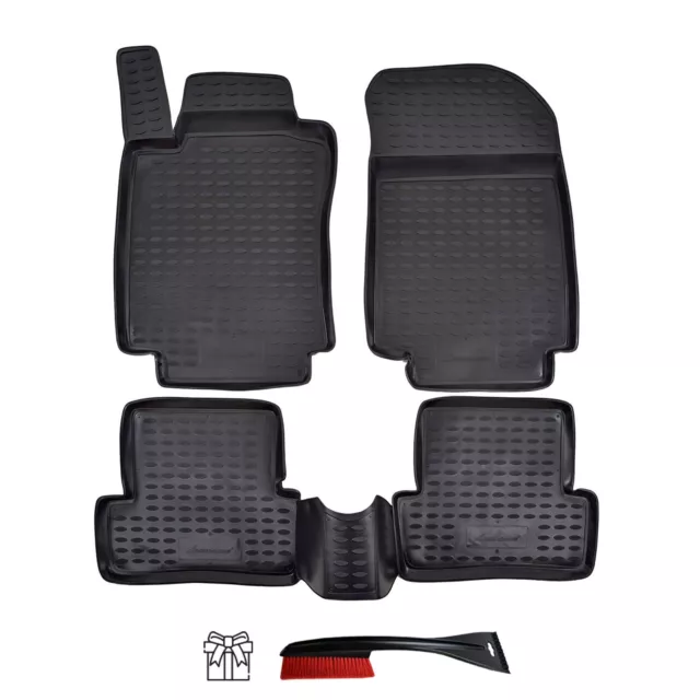 3D Tapis de sol caoutchouc à bords hauts pour RENAULT CLIO III 3 2005-2011 NOIR