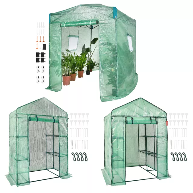 VEVOR Pop Up Greenhouse Walk-in Portable Green House with Shelves Plant Garden