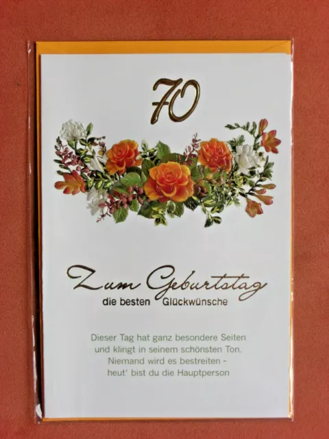 GLÜCKWUNSCHKARTE MIT SPRUCH zum 70. Geburtstag Karte Glückwunsch
