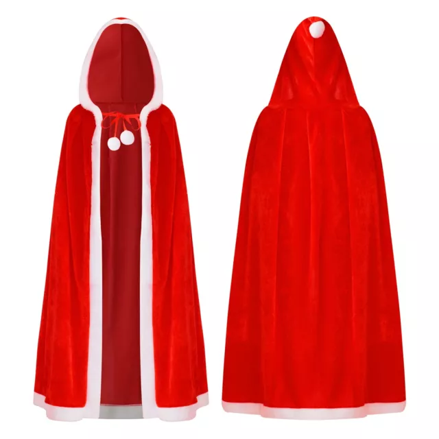 Kids Adult Unisex Xmas Party Role Play Cape Color Block Halloween Dress Up Red