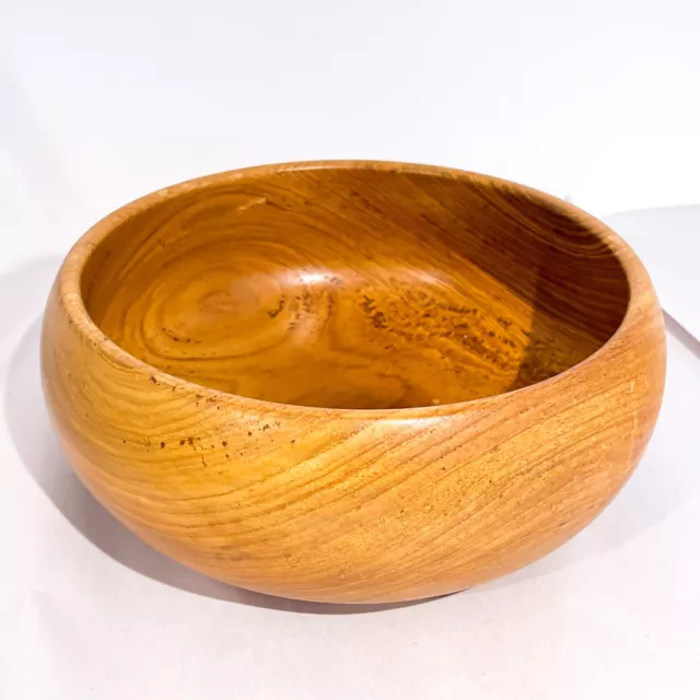 Hand Turnt Teak Wooden Fruit Bowl - Made by Alan Brook