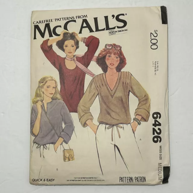 1970s McCalls UNCUT Sewing Pattern 6246 Misses Set of Tops Size Medium 14 16