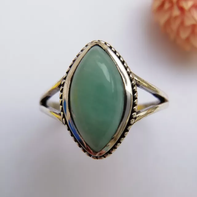 Belle bague pierre amazonite argent T60 style ancien vintage