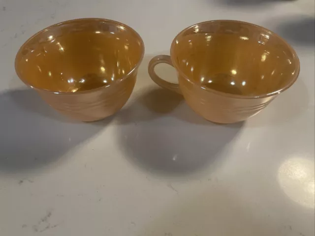 Lot of 2 Vintage Fire King Ware PEACH LUSTERWARE COFFEE CUPS / Mugs