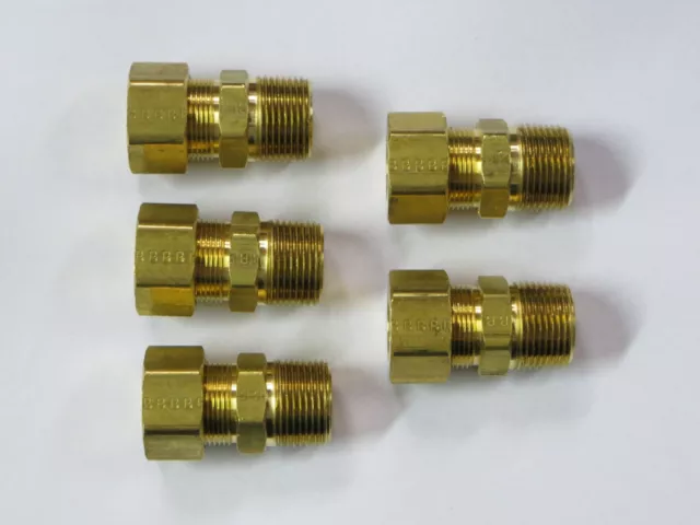 Lot of (5) 3/4" NPT Male X 3/4" O.D.  Compression Brass Fitting Parker New USA