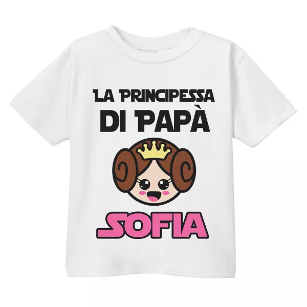 T-shirt bimba PRINCIPESSA di papà PERSONALIZZATA CON IL NOME! Star film!