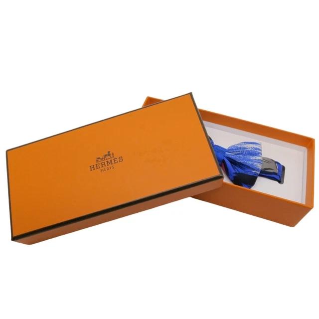 Authentic HERMES Nupapillon Bow Tie Blue Silk #36633208