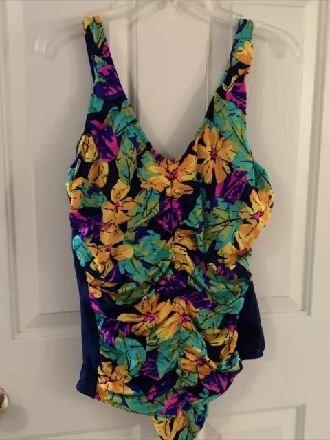 Vintage Maxine Of Hollywood Size 22W Bright Floral Made In USA spring break GB