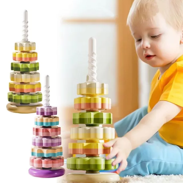 Smooth Rainbow Tower Stacking Toy Montessori Sensory Toys  Kids Gift