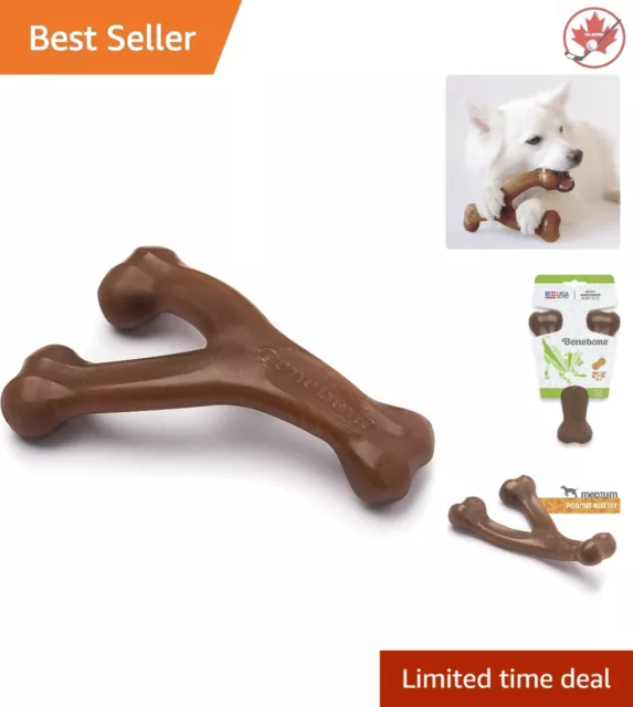 Super Durable Medium Wishbone Dog Chew Toy - Real Peanut Flavor - USA Made