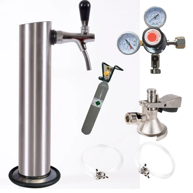 Zapfgarnitur m. Säule, Hahn, Uhr, Schläuche, Keg,  Co² 425 Soda 2Kg 500g Fl.