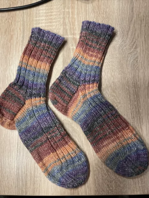 selbstgestrickte handgestrickte Socken, Größe 39/40mit 💗💜gestrickt