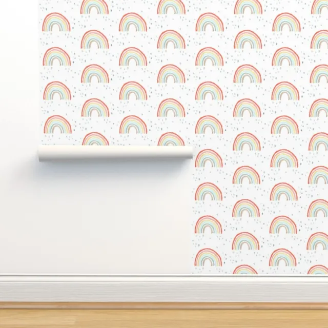 Removable Water-Activated Wallpaper Rainbow Rain Weather