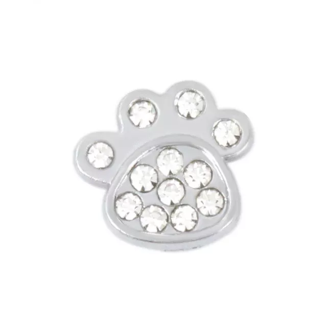 10 Silver Alloy Rhinestone Dog Cat Paw Slide Charms Beads Fit 8mm Wristband​s