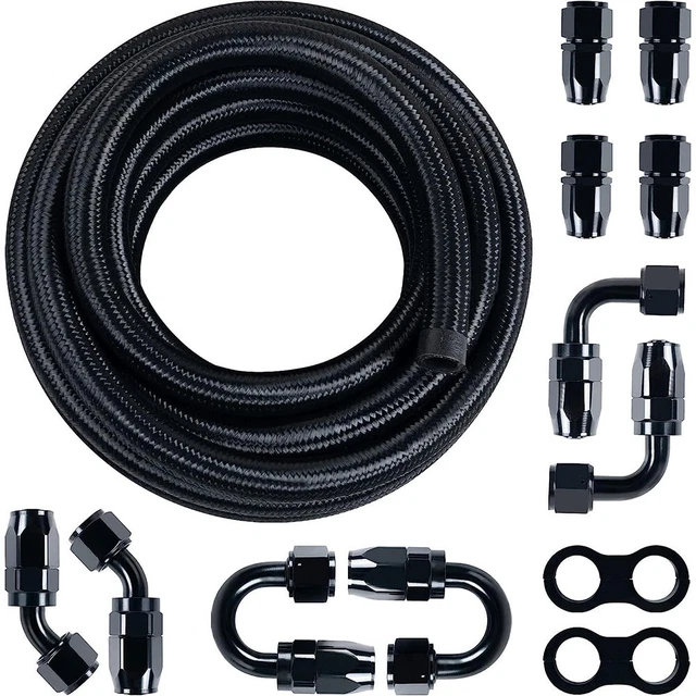 10AN Transmission Cooler Hose Kit For Duramax 6.6L LLY/LBZ/LMM 2001-2005 - Nylon Braided Lines