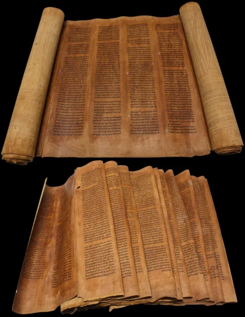 TORAH SCROLL BIBLE VELLUM MANUSCRIPT 300-350 YRS OLD YEMEN COMPLETE Numbers