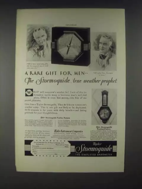 1931 Taylor Stormoguide Barometer Ad - A Rare Gift for Men