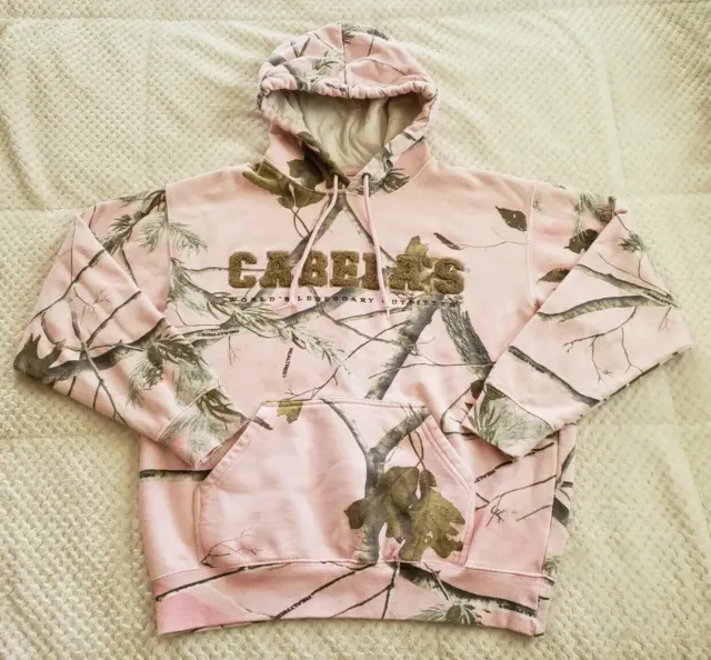 Cabela's Women's Pink Camo Camouflage Hooded Sweatshirt Long Sleeve RealTree S