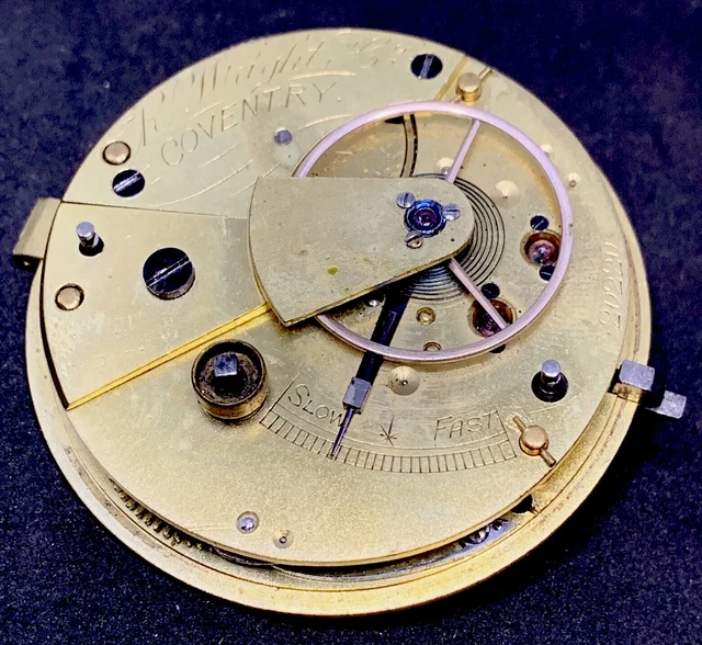 FUSEE POCKET WATCH Movement R Wright Conventry 44 Mm Antique Repair
