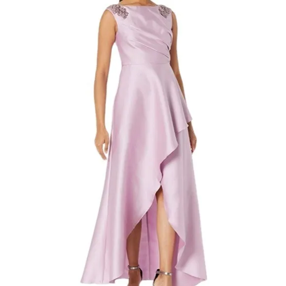 NWT Adrianna Papell Women Mikado Luxury Lavender Hi Low Gown Long Dress sz 2