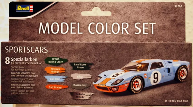 (GP: 3,14€/Stck) Revell Model Color Set Sportscars 8 x 17ml Aqua Color