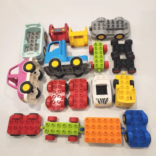 LEGO DUPLO Mixed Car Vehicle Truck Parts Wheels Bulk Lot Bundle