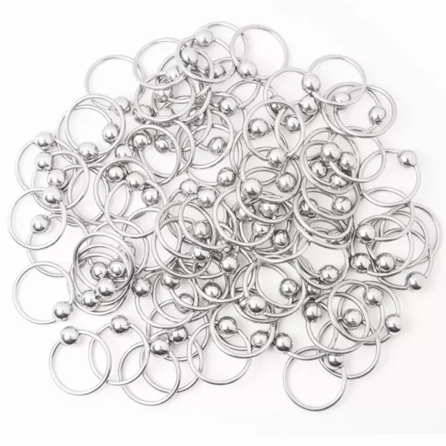 Wholesale lot of 100PCS 18 Gauge Captive Bead Ring for Rook Tragus Nose Piercing