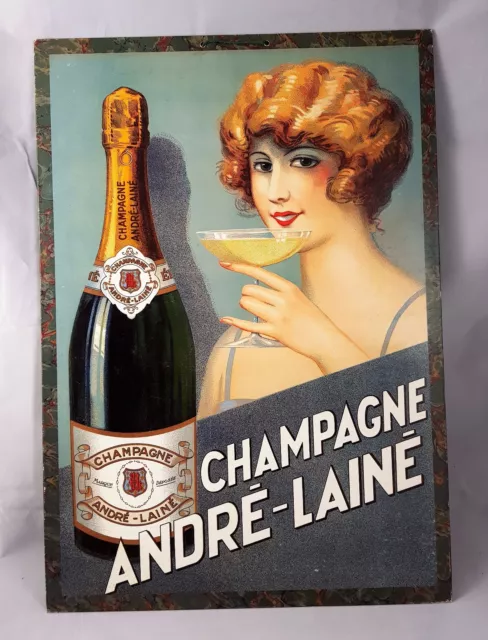 PLV CARTON AFFICHE PUBLICITAIRE CHAMPAGNE ANDRE LAINE 55 cm x 39 cm