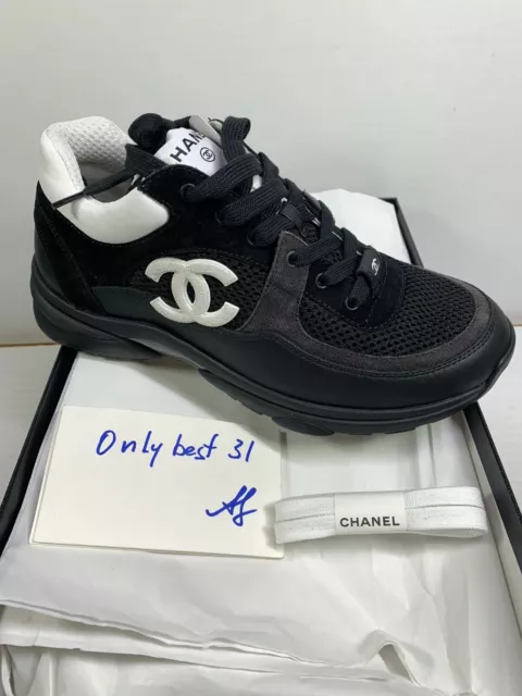 CHANEL 22S G38299 black white sneakers runners trainers EU 38-39