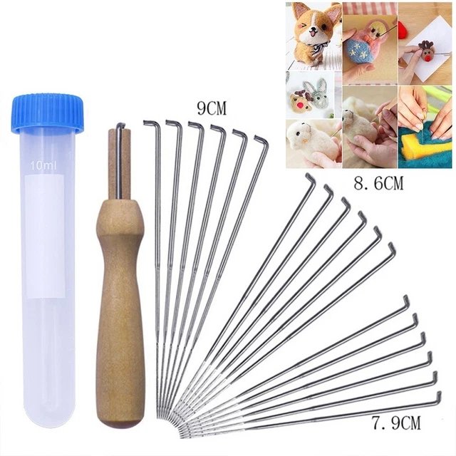 Kit de inicio de fieltro de calidad premium 18X agujas mixtas con mango de madera