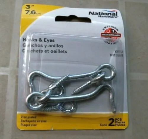 National Hardware N117-994 Zinc Plated 3" Hooks & Eyes, FREE SHIPPING