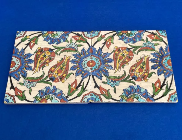 Two Vintage Large Turkish Kutahya /Iznik Pottery Tiles - Islamic Persian