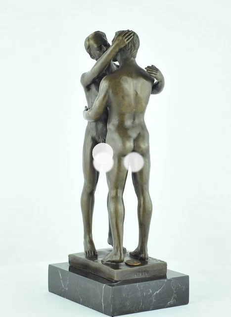 Estatua Pareja Sexy Art Deco Estilo Art Nouveau Estilo Bronce sólido Firmado 3