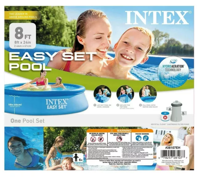 Intex 8 x 24 Pool Pump Filter Easy Set Round Inflatable Above Ground
