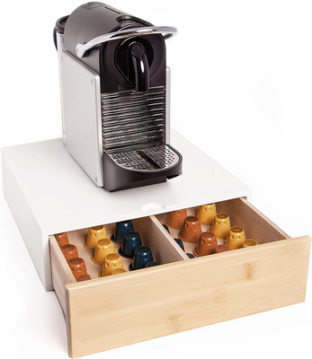 Porta Cialde con Porta Macchina da Caffè e 2 Cassetti Scorrevoli Dispenser Capsule Grande Capacità MASTERTOP Portacapsule Dolce Gusto 72 Pz 