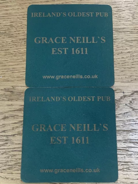 Biermatte Irlands Ältester Pub Grace Neills 1611 Grün X 2 Untersetzer