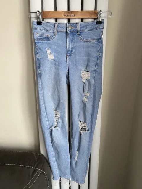 NEW LOOK 915 Generation HALLIE Girls Blue Denim Jeans Super Skinny Size 12 Years