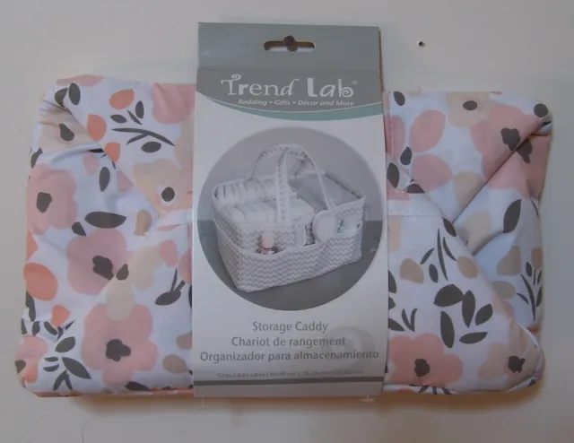 Trend Lab Peach Blush Floral Storage Caddy Baby Diaper Organizer